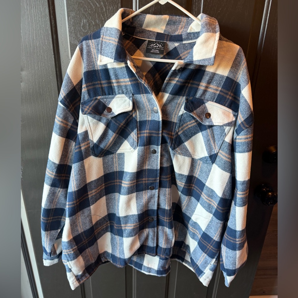 Plaid Button Down Shirt - Blue and Cream